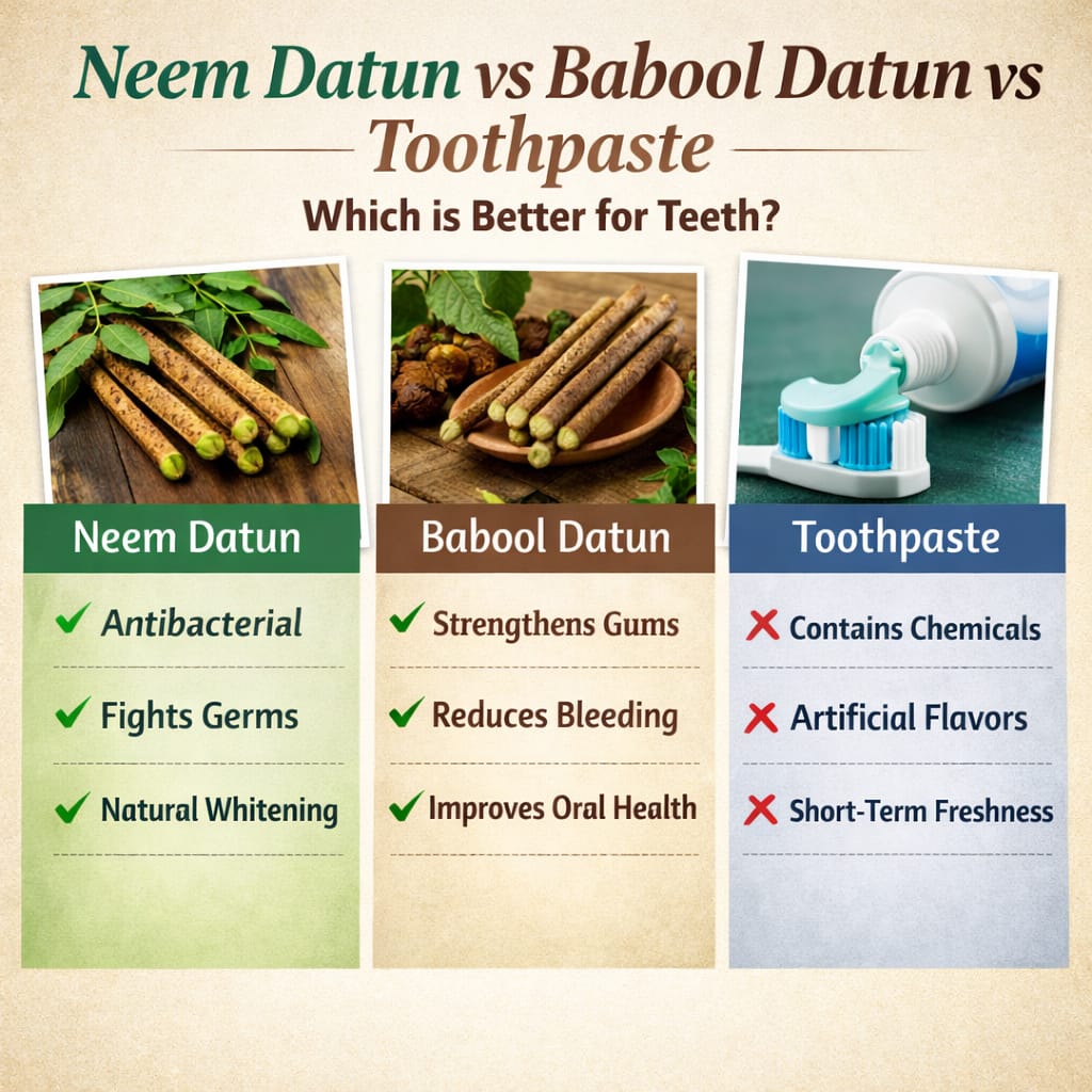 Neem datun vs babool datun order toothpaste